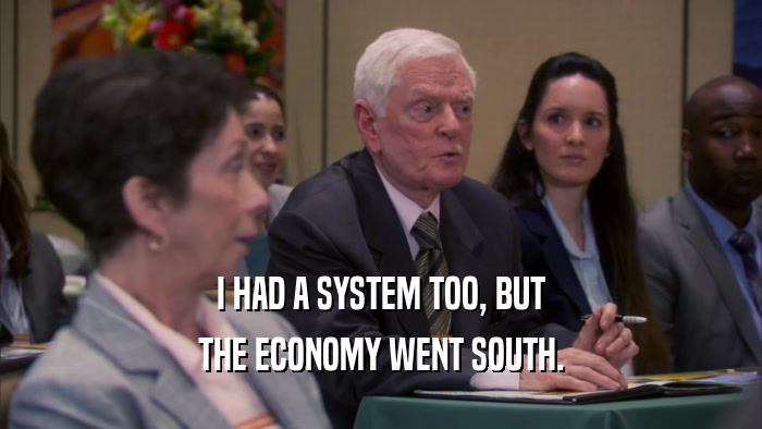 I HAD A SYSTEM TOO, BUT THE ECONOMY WENT SOUTH. 