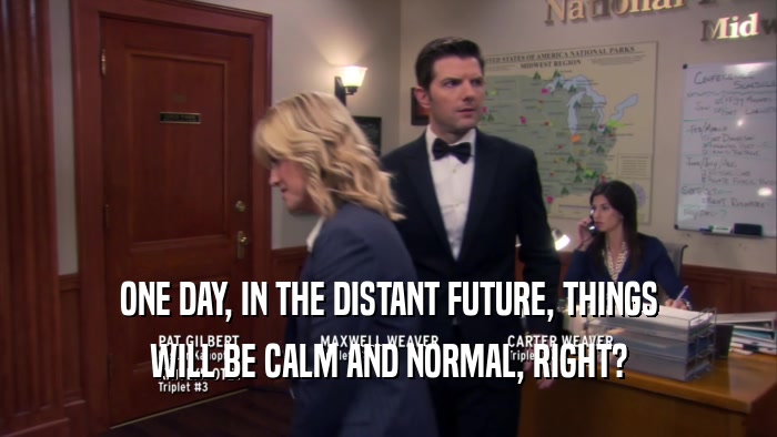 ONE DAY, IN THE DISTANT FUTURE, THINGS WILL BE CALM AND NORMAL, RIGHT? 
