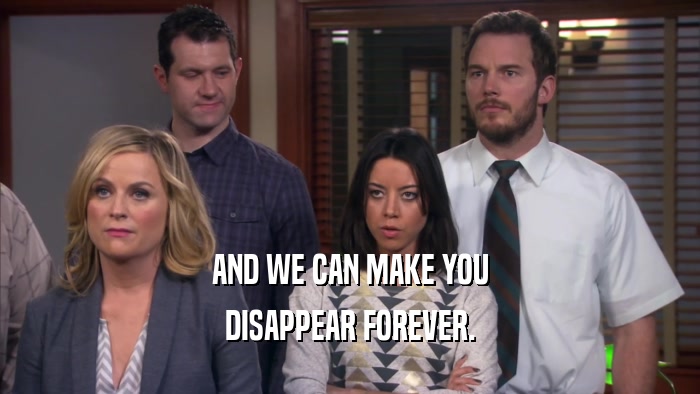 AND WE CAN MAKE YOU DISAPPEAR FOREVER. 