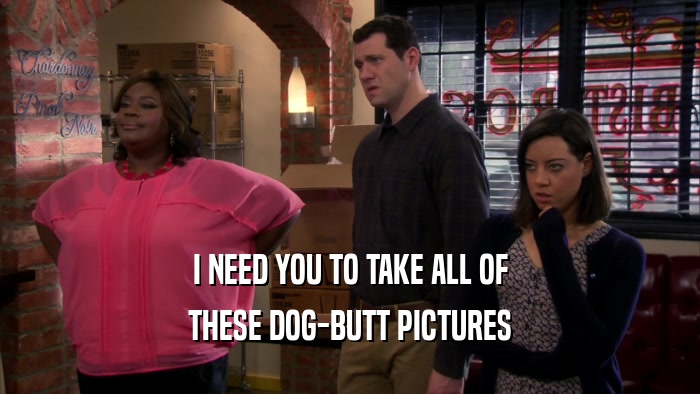I NEED YOU TO TAKE ALL OF THESE DOG-BUTT PICTURES 