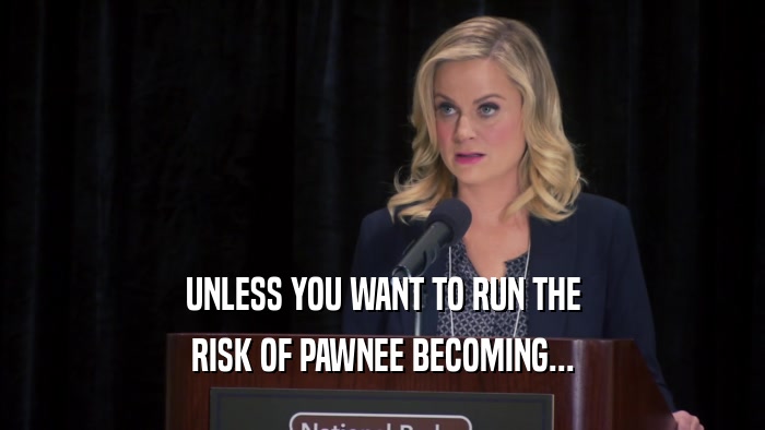 UNLESS YOU WANT TO RUN THE RISK OF PAWNEE BECOMING... 