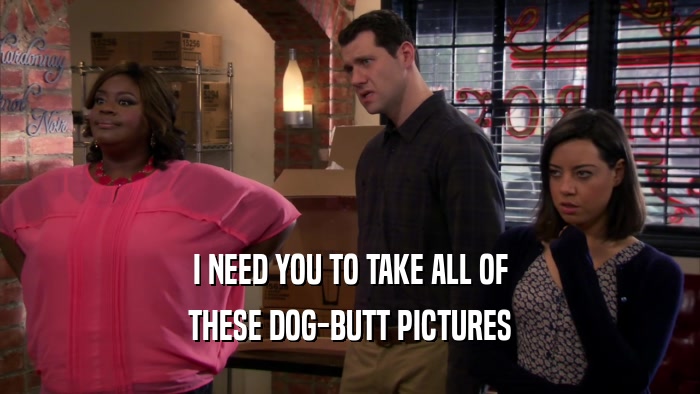 I NEED YOU TO TAKE ALL OF THESE DOG-BUTT PICTURES 