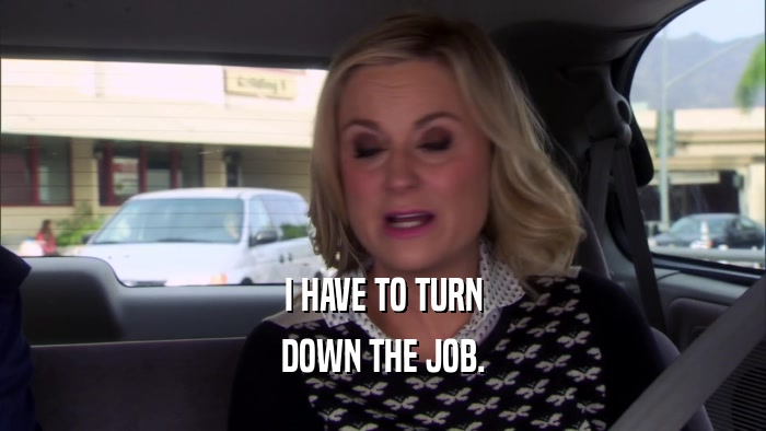I HAVE TO TURN DOWN THE JOB. 