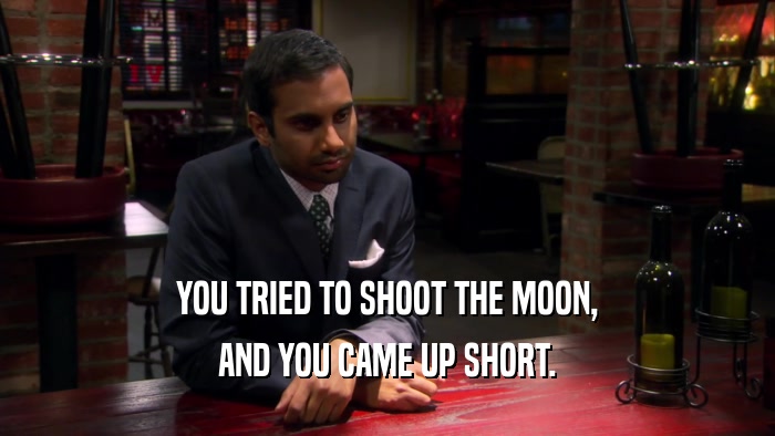 YOU TRIED TO SHOOT THE MOON, AND YOU CAME UP SHORT. 