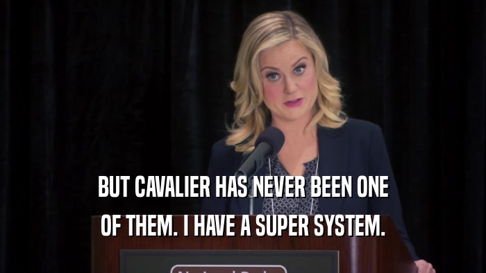 BUT CAVALIER HAS NEVER BEEN ONE OF THEM. I HAVE A SUPER SYSTEM. 