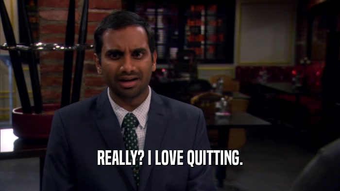 REALLY? I LOVE QUITTING.  