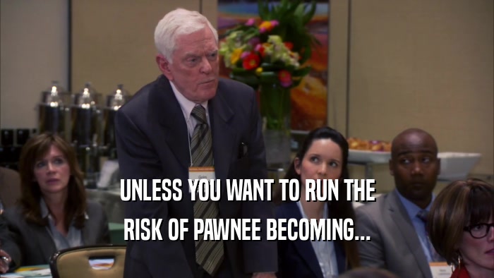 UNLESS YOU WANT TO RUN THE RISK OF PAWNEE BECOMING... 