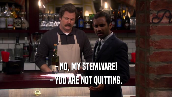 - NO, MY STEMWARE! - YOU ARE NOT QUITTING. 