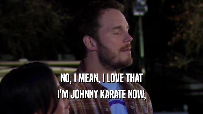 NO, I MEAN, I LOVE THAT I'M JOHNNY KARATE NOW, 