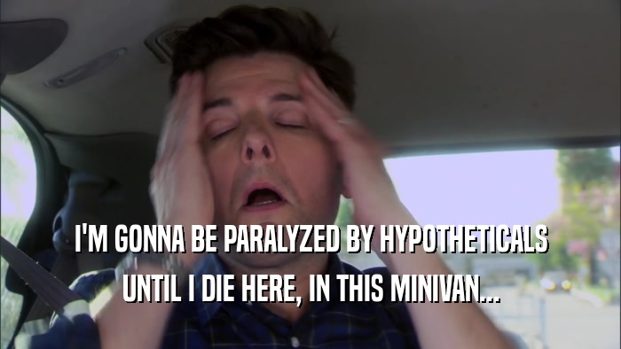 I'M GONNA BE PARALYZED BY HYPOTHETICALS UNTIL I DIE HERE, IN THIS MINIVAN... 