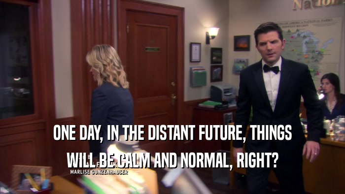 ONE DAY, IN THE DISTANT FUTURE, THINGS WILL BE CALM AND NORMAL, RIGHT? 
