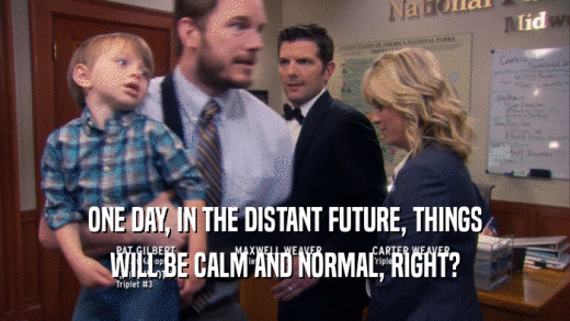 ONE DAY, IN THE DISTANT FUTURE, THINGS WILL BE CALM AND NORMAL, RIGHT? 