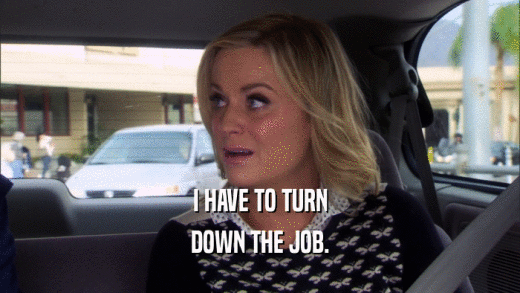 I HAVE TO TURN DOWN THE JOB. 