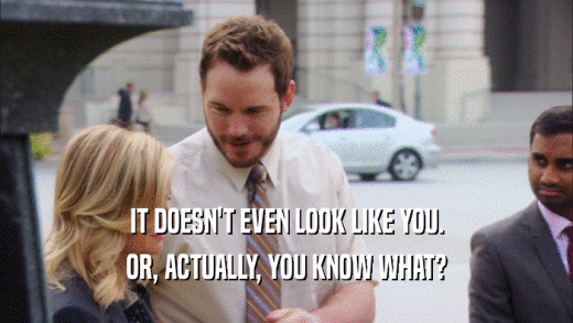 IT DOESN'T EVEN LOOK LIKE YOU. OR, ACTUALLY, YOU KNOW WHAT? 