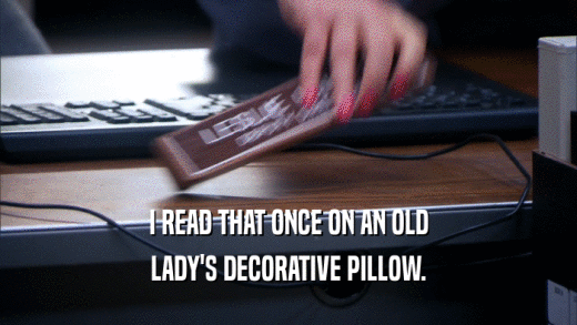 I READ THAT ONCE ON AN OLD
 LADY'S DECORATIVE PILLOW.
 