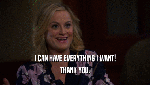 I CAN HAVE EVERYTHING I WANT! THANK YOU. 
