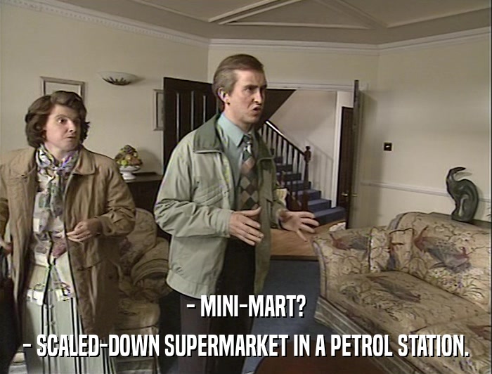 - MINI-MART? - SCALED-DOWN SUPERMARKET IN A PETROL STATION. 