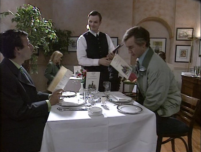 - JUST A MINERAL WATER FOR ME, PLEASE. - ACTUALLY, I'LL HAVE A MINERAL WATER, TOO. 