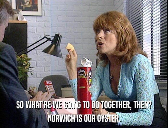 SO WHAT'RE WE GOING TO DO TOGETHER, THEN? NORWICH IS OUR OYSTER. 
