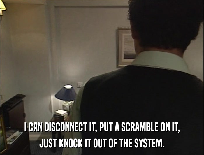 I CAN DISCONNECT IT, PUT A SCRAMBLE ON IT, JUST KNOCK IT OUT OF THE SYSTEM. 