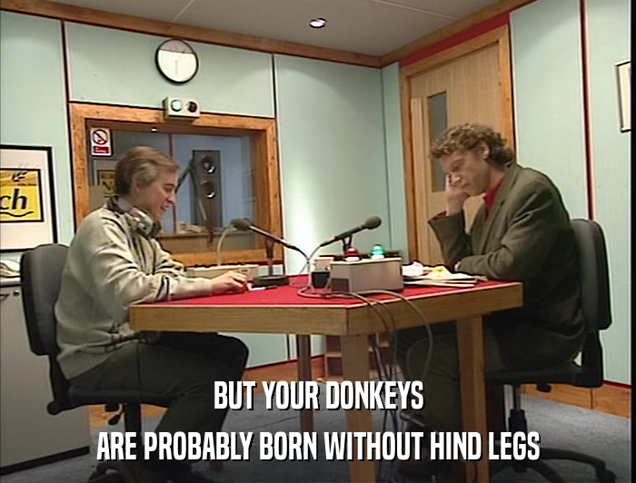 BUT YOUR DONKEYS ARE PROBABLY BORN WITHOUT HIND LEGS 