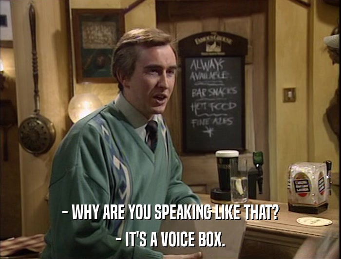 - WHY ARE YOU SPEAKING LIKE THAT? - IT'S A VOICE BOX. 