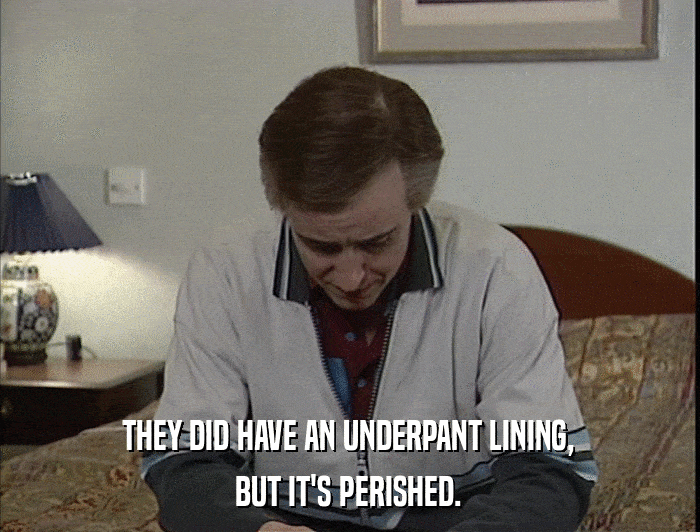 Dad Alan Partridge saying They did have an underpant lining, but it's perished GIF
