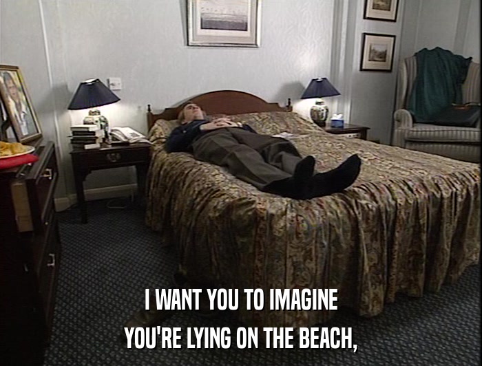 I WANT YOU TO IMAGINE YOU'RE LYING ON THE BEACH, 