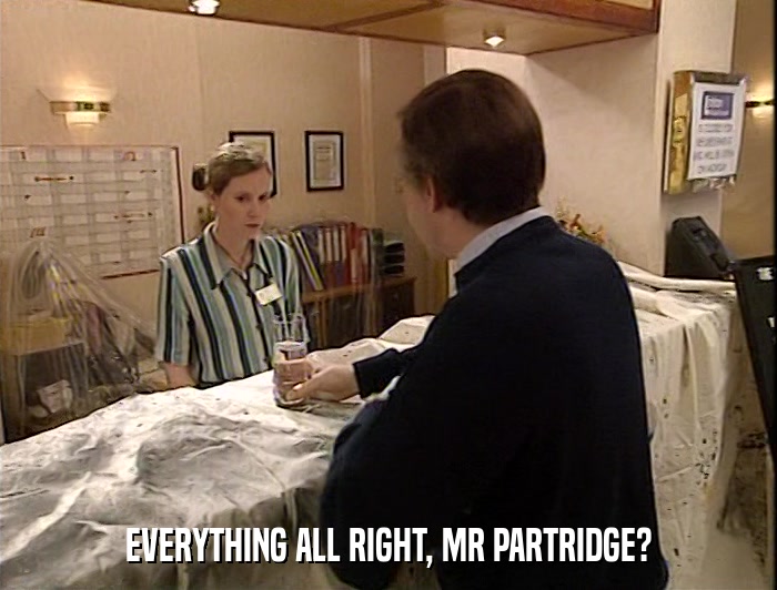 EVERYTHING ALL RIGHT, MR PARTRIDGE?  