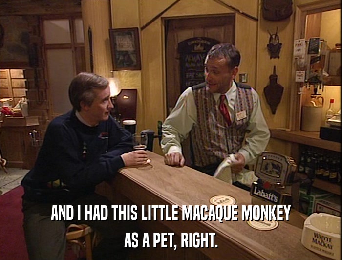 AND I HAD THIS LITTLE MACAQUE MONKEY AS A PET, RIGHT. 