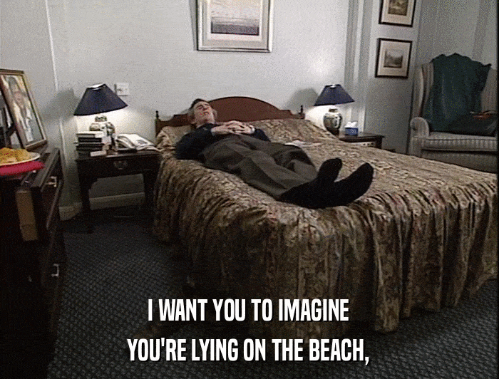 I WANT YOU TO IMAGINE YOU'RE LYING ON THE BEACH, 