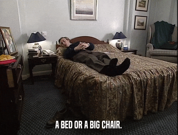 A BED OR A BIG CHAIR.  