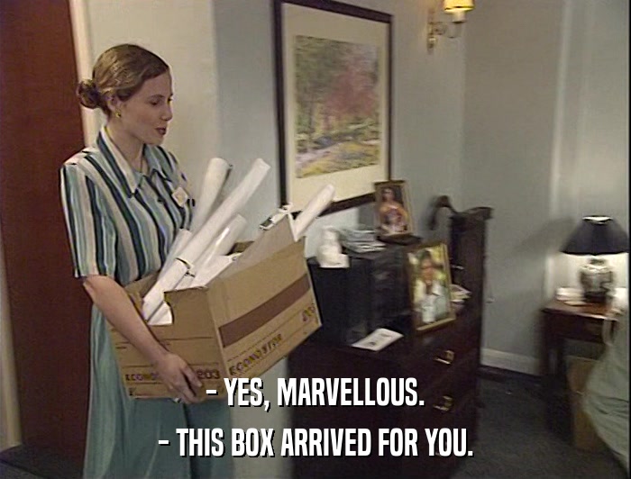 - YES, MARVELLOUS. - THIS BOX ARRIVED FOR YOU. 