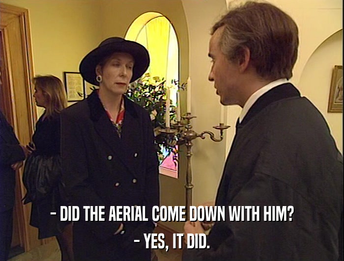 - DID THE AERIAL COME DOWN WITH HIM?
 - YES, IT DID. 