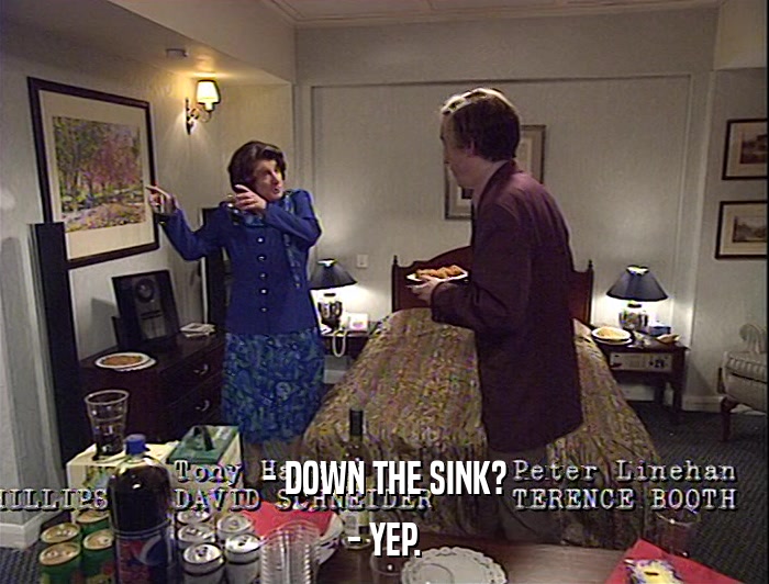 - DOWN THE SINK?
 - YEP. 