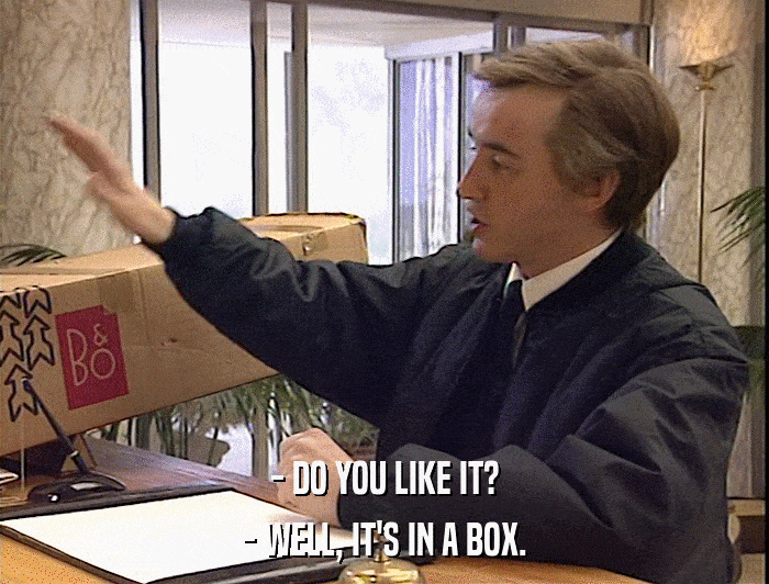 - DO YOU LIKE IT? - WELL, IT'S IN A BOX. 