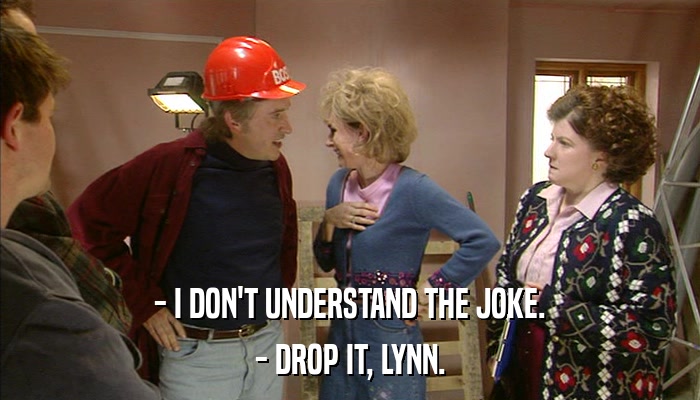- I DON'T UNDERSTAND THE JOKE. - DROP IT, LYNN. 