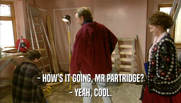 - HOW'S IT GOING, MR PARTRIDGE? - YEAH, COOL. 