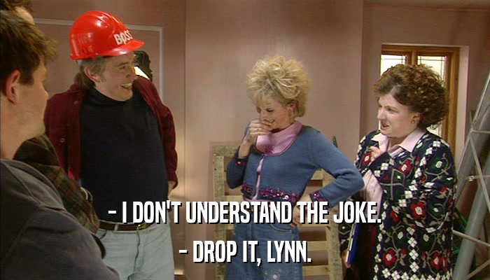 - I DON'T UNDERSTAND THE JOKE. - DROP IT, LYNN. 