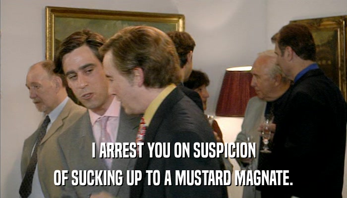 I ARREST YOU ON SUSPICION OF SUCKING UP TO A MUSTARD MAGNATE. 