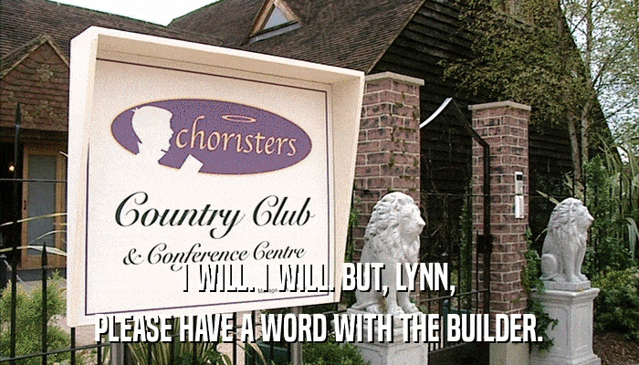 I WILL. I WILL. BUT, LYNN, PLEASE HAVE A WORD WITH THE BUILDER. 