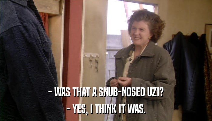 - WAS THAT A SNUB-NOSED UZI? - YES, I THINK IT WAS. 