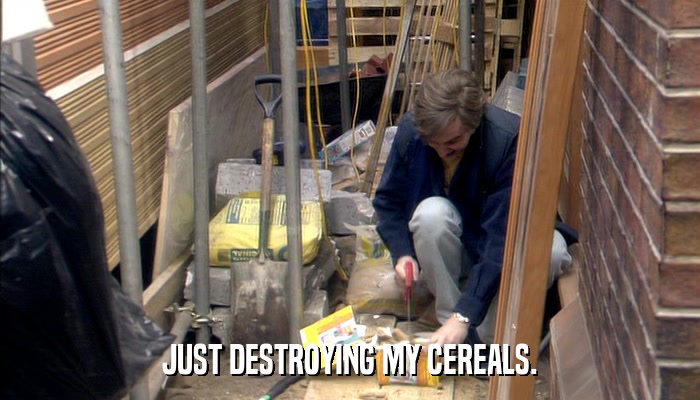 JUST DESTROYING MY CEREALS.  