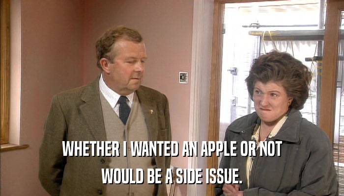 WHETHER I WANTED AN APPLE OR NOT WOULD BE A SIDE ISSUE. 