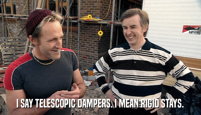 I SAY TELESCOPIC DAMPERS. I MEAN RIGID STAYS.  