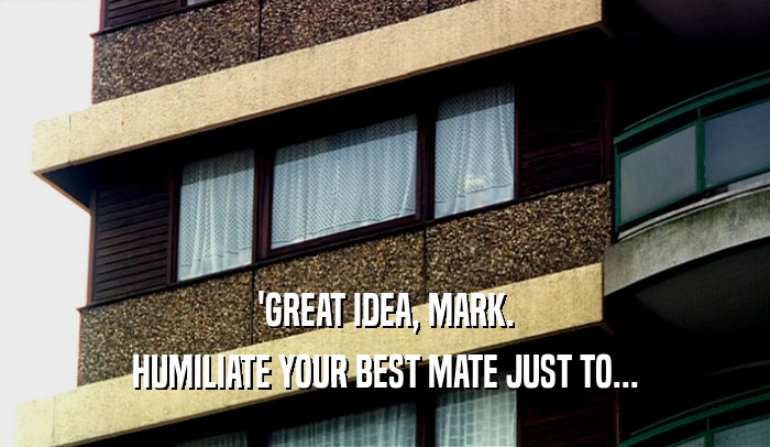 'GREAT IDEA, MARK. HUMILIATE YOUR BEST MATE JUST TO... 