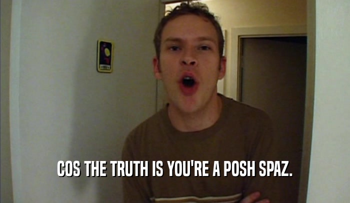 COS THE TRUTH IS YOU'RE A POSH SPAZ.
  