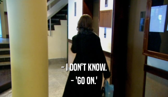 - I DON'T KNOW. - 'GO ON.' 