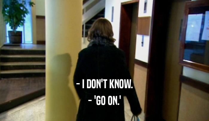 - I DON'T KNOW. - 'GO ON.' 