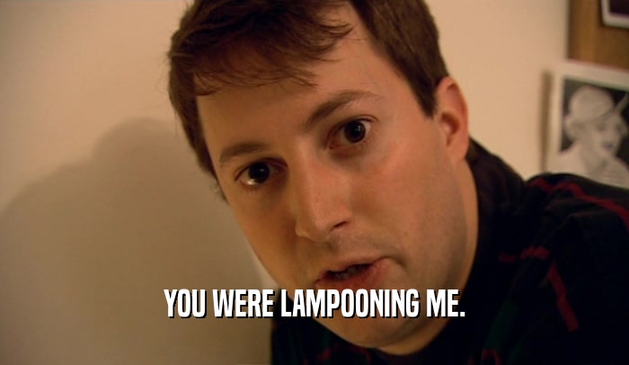 YOU WERE LAMPOONING ME.  